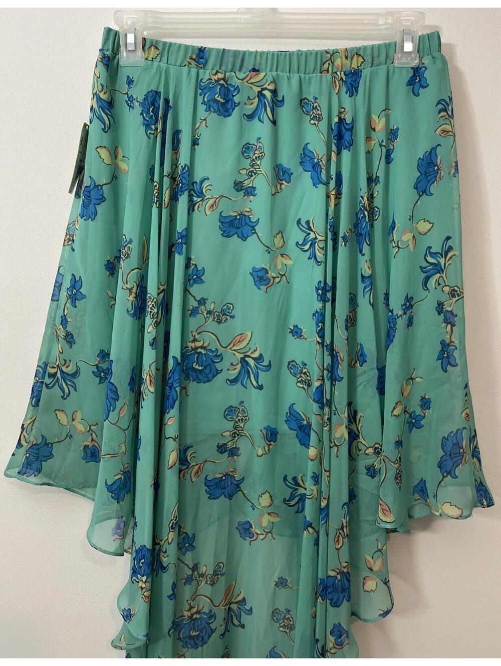 Metaphor Womens Large Green Floral High-Low Elastic-Waist Lacy Skirt NWT! A335 - Picture 6 of 6